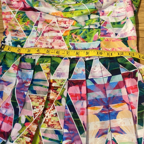 Amanda Uprichard Silk Strapless Geometric Garden Print Mini Dress Florals M - Picture 16 of 17